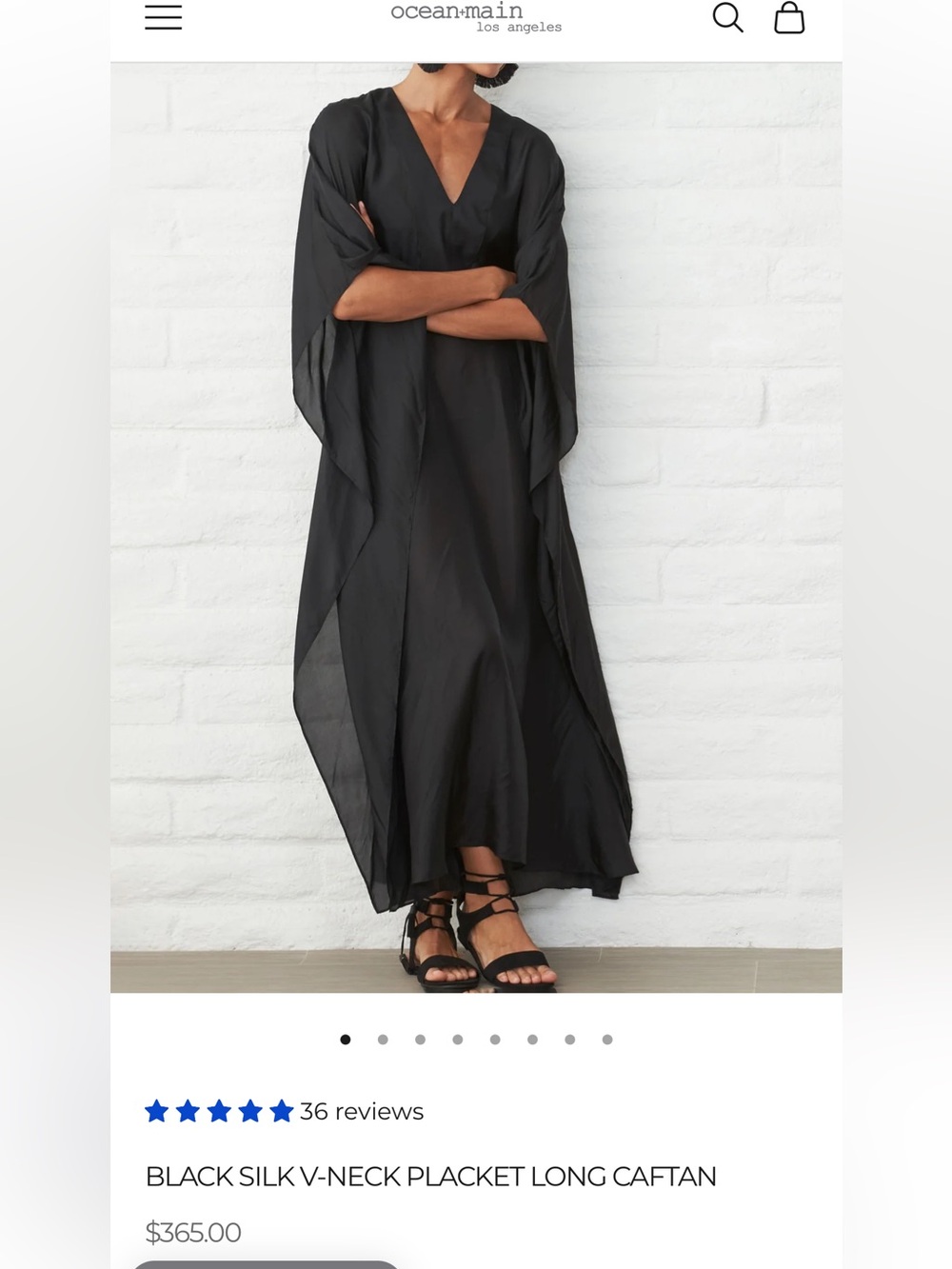 ocean+main NWT Silk V-Neck Placket Long Caftan Dress L/XL Sustainable Luxury - Picture 4 of 15